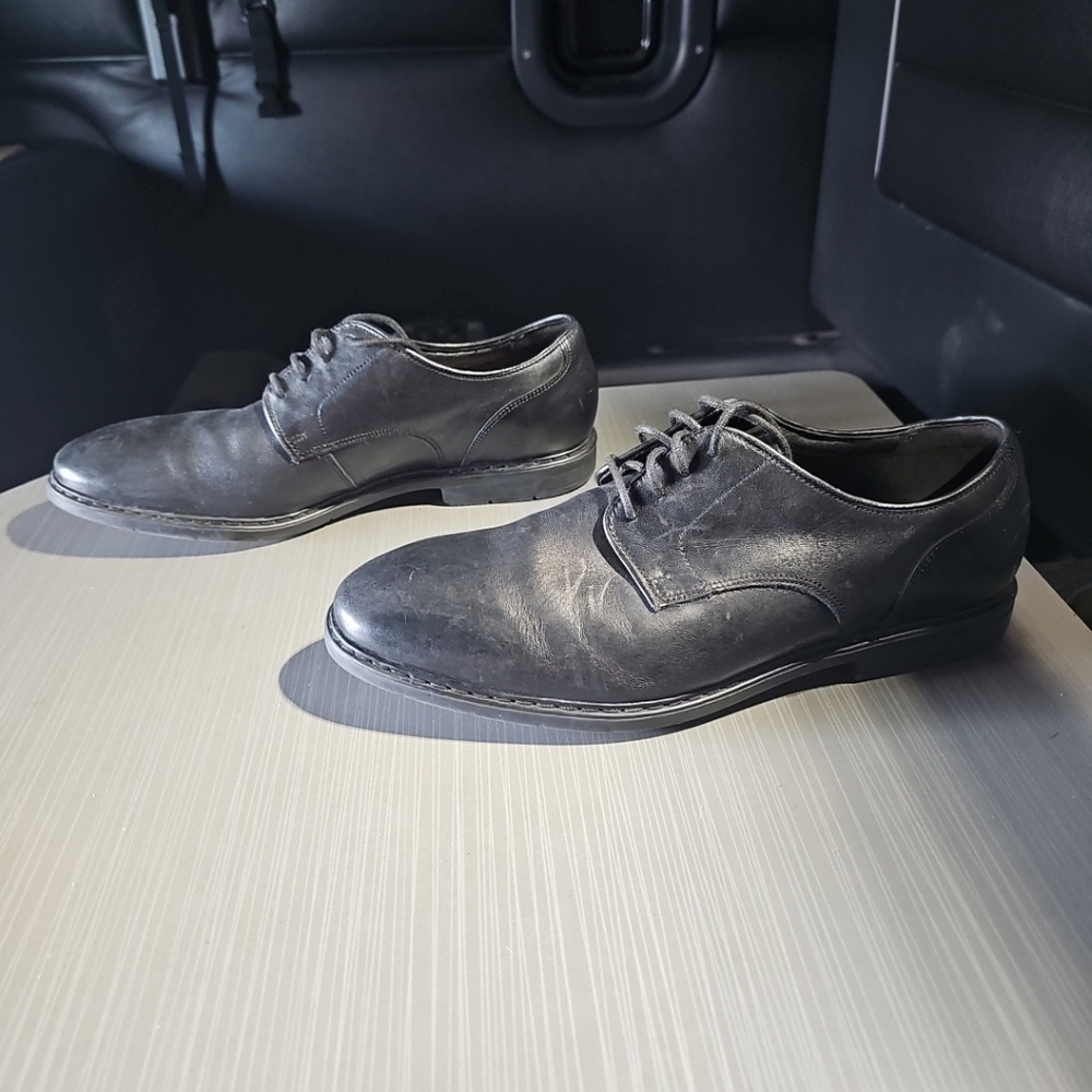Clarks Men's 9 Derby Oxfords Black Leather Lace Up  Medium (D, M) Good‎ PreOwned